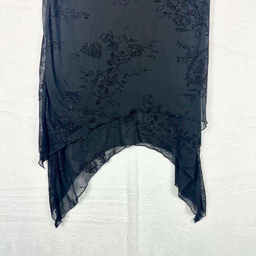 Jonathan Martin Vintage Whimsigoth Fairy Midi Dress Size Medium Black Stretch - Picture 7 of 10